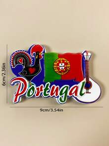 1 pieza Decoración del hogar creativa 3D portuguesa Imán para nevera, recuerdo de viaje