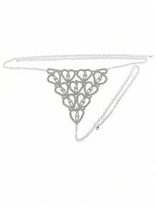 Sexy Bra Chain, Silver Bikini Lingerie, Shiny Body Chain, Crystal Panties - Silver - View 6