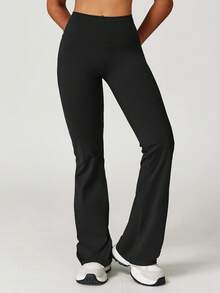 MASKERT "Sports Pants" Women's Sports Pants Yoga Pants Flared Pants Running Fitness Home Commuting Comfortable Skin Friendly Tights - 黑色 - 查看 3