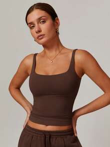 MASKERT Women's Vest, Sports Vest, Camisole Vest, High Elasticity Sports Vest, Home Commuting Vest, Skin Friendly And Comfortable - Màu nâu Sô-cô-la - Xem 3