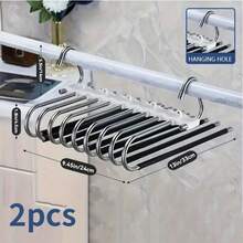 1pc Space-Saving Pant Hanger, Non-Slip Stainless Steel Multi-Function Pant Rack, Multifunctional Pant Hanger Stainless Steel Wardrobe Storage Rack, Pants, Jeans, Scarf Hooks, Magic Casual Pants Jeans Hanger, Versatile High-Quality Metal Wardrobe Storage Rack, Suitable For Leggings - Multicolor - View 19