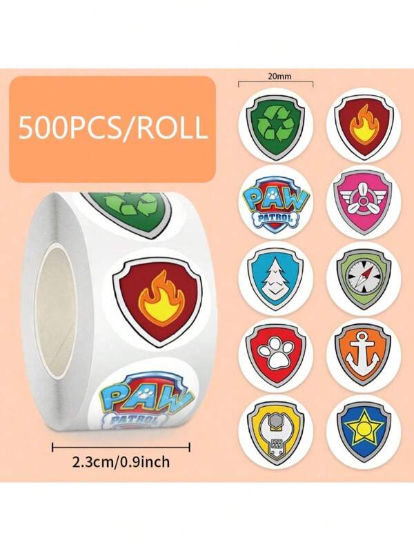 Paw Patrol 500PCS/Roll PAW PATROL Cute Anime Cartoon Stickers Children Label Stickers Kawaii Toy Game Tag DIY Gift Sealing Label Decoration Supplies Kid Fun Gift