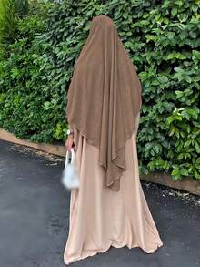1 件优质 Hijab Khimar 和 Abaya 连衣裙，高品质 穆斯林女性祈祷头巾伊斯兰服装 Khimar - 彩色 - 查看 15