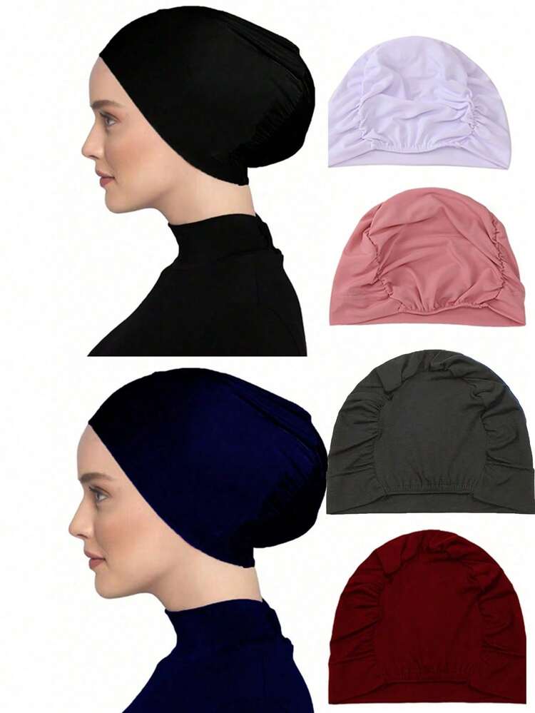 1 τεμάχιο γυναικείο μονόχρωμο χιτζάμπ, ελαστικά κλειστά μουσουλμανικά εσωτερικά καπέλα, αξεσουάρ μαντίλας χιτζάμπ για φόρεμα - Multicolor - Προβολή 12