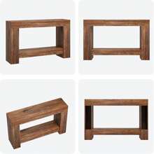 120 Cm Long Console Table For The Entrance Area, Large 2-Tiered Sofa Table With Storage Space, Country-Style Console Table, Wooden Entry Table For Living Room, Entrance Area, Hallway - 棕色 - 查看 6