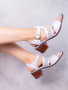 Women Heeled Sandals - White - View 3