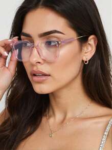 1 buc ochelari de vedere pătrați din plastic, stil casual pentru femei, ochelari de vedere metalici pătrați retro, accesoriu în stil clasic potrivit pentru citit pe calculator/jocuri/TV/utilizare telefon mobil, ameliorează oboseala ochilor, rame elegante cu lentile transparente, unisex.