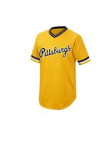 Men's Baseball Jersey 21 Yellow Button-Down Embroidered Sports T-Shirt Gym Clothes Men Basic T Shirt - 黃色 - 查看 2