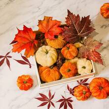 NetHong 12Pcs Fall Artificial Pumpkins Fake Velvet Pumpkin Autumn Halloween Party Decor - Multicolor - View 9