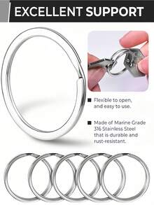 10/20pcs Stainless Steel Keyring Set - Multi Functional Split Keyring - Flat O-Ring (20mm, 25mm, 30mm) Suitable For Household Organization Storage, Car Keys, Pendants, Bags, Dolls, Handicrafts - Durable And Corrosion-Resistant, DIY Jewelry Accessories, Fashionable Metal Finish - Multicolor - View 3