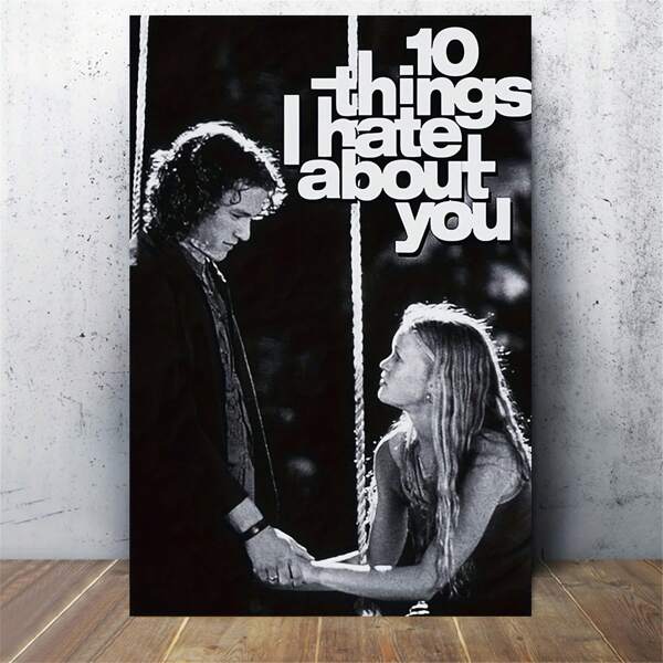 1 PIEZA Póster en lienzo de la película "10 Cosas que Odio de Ti", decoración de pared de película romántica para el hogar y oficina, decoración para regalos del hogar, sala de estar, baño, dormitorio, cocina (Sin marco)