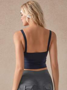 NcmRyu 1 件女士休闲纯色圆领露背细肩带背心，适合瑜伽、普拉提、舞蹈、网球、跑步、健身 - 查看 3