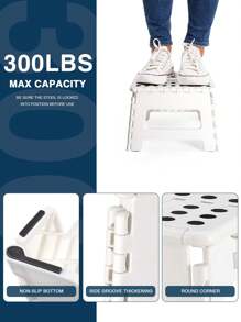 2 Pack 22 Cm Foldable Stool For Children – Step Stool For Children Foldable Plastic Folding Chair Stool Step Stool For Children (White)