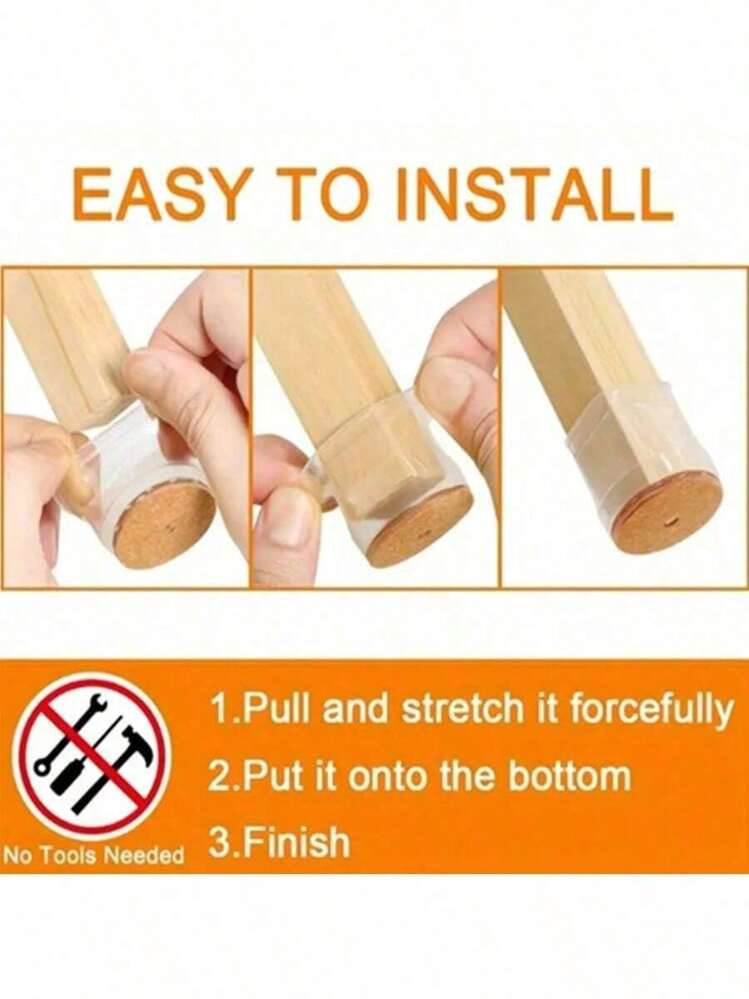 8/16/24 Pcs Furniture Chair Leg Pads Non-Slip Noise Reduction Felt Floor Protectors For Tables, Chairs, Stools - Brown - View 5