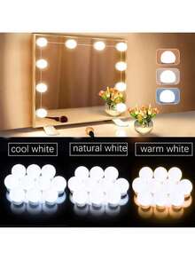 1pc 6/8/10/12/14 LED Makeup Mirror Light, USB Power Makeup Light Bulb In Front Of The Mirror, 3-Color And Brightness Adjustable, Mirror Light For Vanity Makeup Room (Mirror Not Included), Suitable For Bedrooms, Bathrooms, Makeup Table, Back To School - Multicolor - View 2