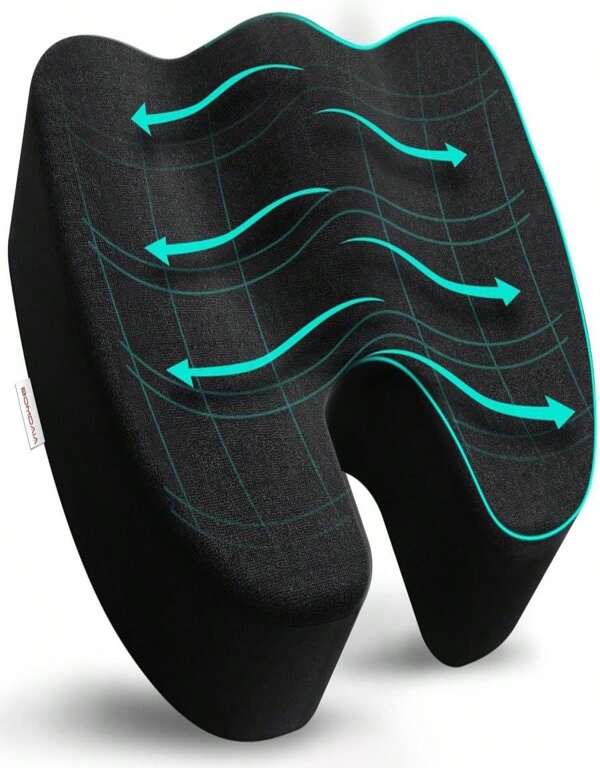 Bomdaia Memory Foam Seat Cushion Pillow, Chair Cushion Pads For Tailbone, Back, Coccyx &Amp; Sciatica Pain Relief, Non-Slip Desk Chair Cushion For Office Chair, Car Seat, Truck (Black)