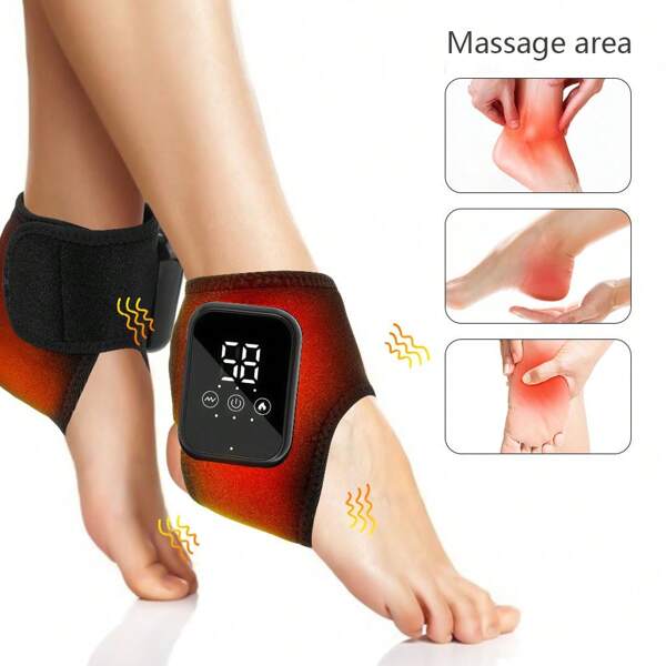 Hailicare Portable Hot Compress Vibration Foot Massager Ankle Joint Protection Heating Strap USB Rechargeable Cordless Ankle Massager With Heat Ankle Heated Brace Wrap Warmer For Plantar