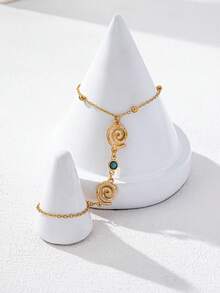 1 chiếc vòng tay chuỗi hạt đậu xoắn ốc thời trang tối giản dành cho nữ, phụ kiện trang trí được đo theo kích thước, không phải số lượng hạt - Vàng - Xem 6