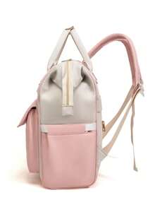 1 件时尚妈咪背包，大容量尿布包，便携式旅行母婴包 - 粉色 - 查看 4