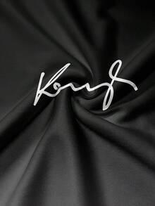 Men's Gradient "KING" Print Hoodie And Pants Set, Suitable For Spring And Autumn - Black - View 4