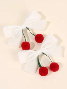 2pcs Cherry Hair Bows For Girls White Cherry Bow Alligator Clips Cute Sweet Bow Hair Clips Baby Toddlers Vacation Gifts Bow Barrettes Lovely Fruit Bow Hair Clips Teens Hair Accessories