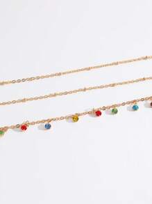1 件时尚百搭彩色水晶组合多元素链式吊坠项链，适合女士，适合派对、聚会、购物和户外穿着