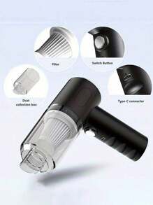 Easypie Selection Aspirateur sans fil rechargeable à main - Rechargeable, aspiration puissante, longue durée de la batterie, chargement USB, filtre lavable, idéal pour le nettoyage de voiture, les produits d'entretien intérieur, le nettoyage d'ordinateur, batterie 2000mAh