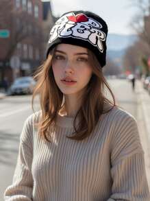 Warm Knitted Beanie Hat, Y2K Style, Acrylic Letter Design Unisex Cap For Men & Women, Autumn/Winter Casual Streetwear