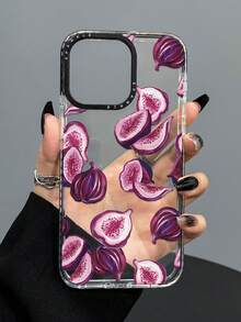 1pc Fashion Dual-Color Transparent Fig Patterned Anti-Drop Phone Protective Case, Suitable For IPhone 11, 12, 13, 14, 11 Pro Max, 12 Pro Max, 13 Pro Max, 14 Pro Max, XR, 15, 15 Pro, 15 Pro Max, 16, 16 Pro, 16 Pro Max Waterproof Shockproof Scratch Resistant - Multicolor - View 1