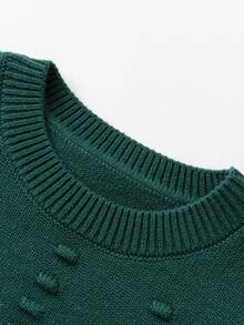 mini bala Young Girl Cute Knit Sweater 2025 Autumn Warm Soft Pullover - Dark Green - View 3
