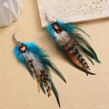 1 Pair Of Exquisite Feather Drop Earrings - Unique Retro-Inspired Design, Versatile For Daily Wear, Perfect Party Accessories, Bold -Inspired Jewelry - Thoughtful Gift Idea For Women