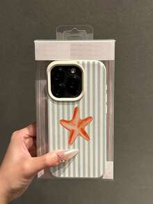 1 件夏季海星条纹设计保护手机壳，兼容 16 Pro Max/16/15/12 Pro Max/13/13 Pro Max/14/15/17/16 Pro/11 Pro Max/12，TPU 防震软壳兼容三星、手机、时尚、个性化插画风格防水防摔防刮 - 白色 - 查看 2