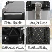 65L Motorrad Kofferraum wasserdicht & staubdicht, Aluminium-Legierung Motorrad Top Case mit Sicherheitsschloss und Liner, Universal, perfekt für Stocking Helme & großes Gepäck - Schwarz Flat - Übersicht 1