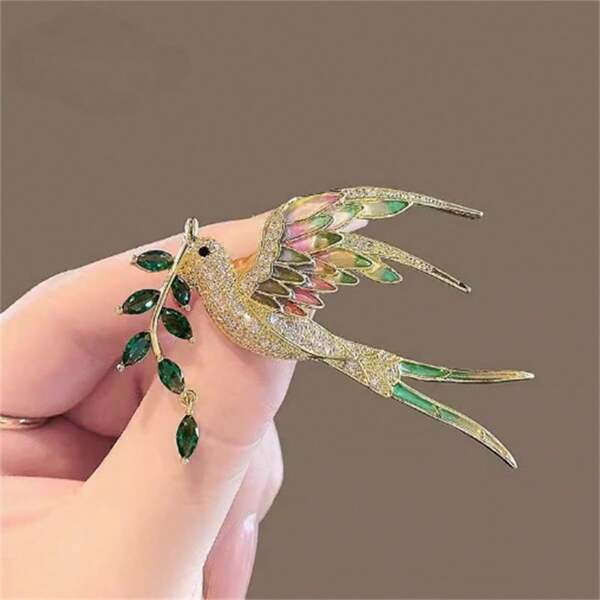 1 Piece Peace Brooch Made Of Zinc Alloy Material With Baking Paint Craftsmanship, Elegant Style, Inlaid With Synthetic Zirconia, Fashionable And Exquisite, Suitable For Suits, Dresses, Daily Wear, Accessories, Gifts For Friends, Families, Birthdays, Parties, Etc