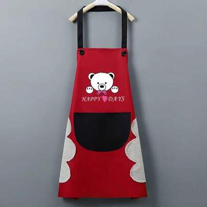 Avental Impermeavel De Cozinha A Prova De Água De Limpeza Com toalha de mão(BEAR)