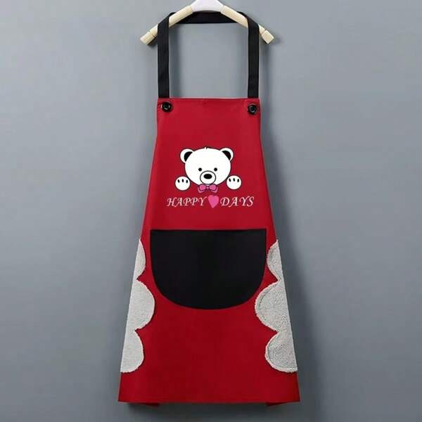 Avental Impermeavel De Cozinha A Prova De Água De Limpeza Com toalha de mão(BEAR)