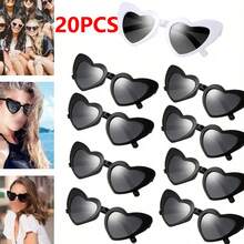 20 件超大心形女士太阳镜，塑料镜框，PC 镜片，适合远足、拍照、派对和各种颜色的时尚服装
