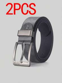 2 件男士针扣腰带，压花纹理时尚男士腰带，男女复古休闲街头个性腰带，适合搭配牛仔裤，是一份很棒的礼物