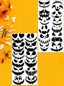 1 套万圣节南瓜表情贴纸、万圣节派对装饰贴纸、不给糖就捣蛋派对礼品、用于墙面装饰的搞笑表情贴纸、万圣节杯贴，适用于万圣节派对和主题派对装饰家居装饰万圣节装饰房间装饰秋季装饰 - 彩色 - 查看 5
