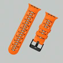 سوار استبدال ساعة أبل عالي الجودة من السيليكون بتصميم مستوحى من الدروع، أنيق وجذاب، مناسب للمتبعين للموضة والرياضيين والطلاب، مناسب لطرازات ساعة أبل 42/44/45/46/49، تصميم ثقوب شكل شبه منحرف، جميل ومنفذ للهواء، مناسب للاستخدام اليومي والرياضة والياقة البدنية