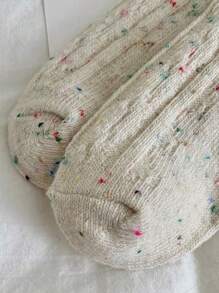 1/3 pares de meias femininas grossas de lã quente estilo vintage até a panturrilha para outono e inverno, meias de outono