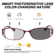 One Piece Of The European Custom-Made Series Women's Fashionable Color-Changing Old-Style Glasses - Adaptive Lens, Flower-Pattern Hollow Frame, +1.10 To +5.20 Times Magnification, Ultra-Clear Plastic Lenses, Comfortable For Indoor Wear, Vision Assistance, Spring Hinge Glasses - 黑色花朵 - 查看 5