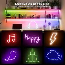 10米 RGB 霓虹灯带套件，支持 DIY 霓虹灯装饰，LED 灯带，适用于家庭室内/室外圣诞装饰 - 彩色 - 查看 2