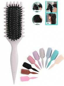 Cepillo definidor de rizos para cabello rizado, cepillo de estilo de rizos con volumen con diseño de ranura de borde, desenredador moldeador de rizos para rizos rebotones, control del frizz y definición de ondas, cepillo para cabello rizado para mujeres, herramienta para el cabello para uso húmedo o seco, ideal para uso diario o viajes, de vuelta a la escuela, artículos esenciales para viajes, accesorios para el cabello para mujeres