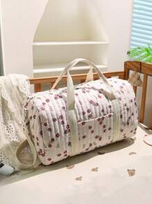 1pc Personalized Embroidered Floral Mommy Bag, Large Capacity Custom Embroidered Maternity Bag, Cute Cartoon Pattern Diaper Bag, Fashion Versatile Mommy Tote Bag For Outdoor, Multi-Functional Diaper & Bottle Shoulder Bag With Stroller Hook, Suitable For Daily Use, Can Be Given As A Gift To Family, Friends, New Moms