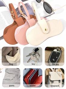 1PC Leather Glasses Storage Bag Portable Sunglasses Glasses Clip Protective Case Portable Glasses Storage Bag Can Hang Bag Travel Glasses Clip Women's Storage Bag Bag Charms Car Decoration Outdoor Portable Bag Couple Keychain Anti-Lost Wristband Birthday Gift Party Gift Anniversary Gift.