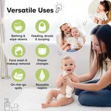 6-Pack Cami Washcloths Newborn, 10x10 Organic Cotton Face Wash Cloths Babies, Soft & Absorbent Bath Towels H05S - 荒野 - 查看 7