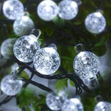 1 Solar-Powered String Lights Crystal Globe, Spherical Bubble Ball Outdoor Yard Lights, 8 Solar Fairy Lights, Very Suitable For Garden, Christmas, Office, Bedroom, Hotel, Restaurant, Bar, Party, Wedding Decoration, IP54 Outdoor Lights Strip
