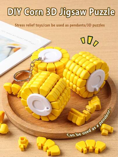 1 件 DIY 玉米拼图，自组装减压玩具，儿童创意礼物