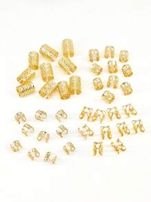 40PCS Hair Jewelry For Braids Gold Hair Cuffs Multi Style Hair Rings Adjustable Hair Beads For Braid Loc Dreadlock Accessories For Women And Girls, Claw Clips, Hair Claws, Clips For Hair, Hair Slide, Hair Barrettes